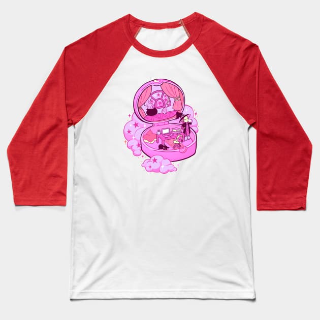 tiny witch pink Baseball T-Shirt by melivillosa